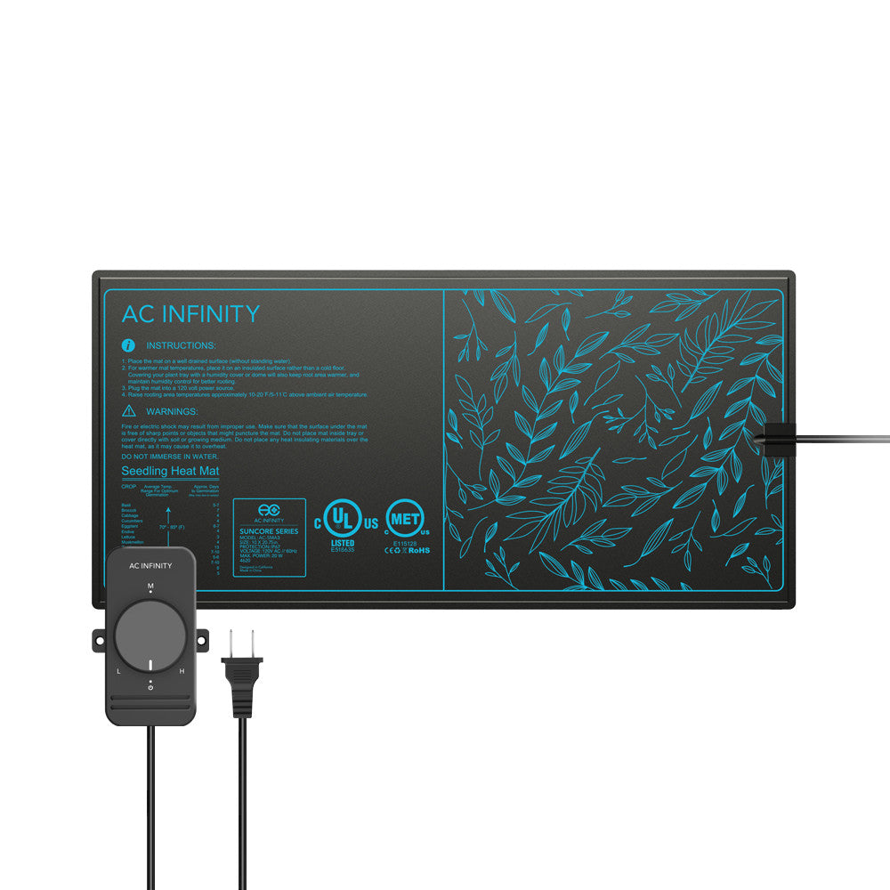 AC Infinity SUNCORE S3, wasserfeste Heizmatte für Keimlinge mit Heizungs-Controller, 25,4 cm x 52,7 cm