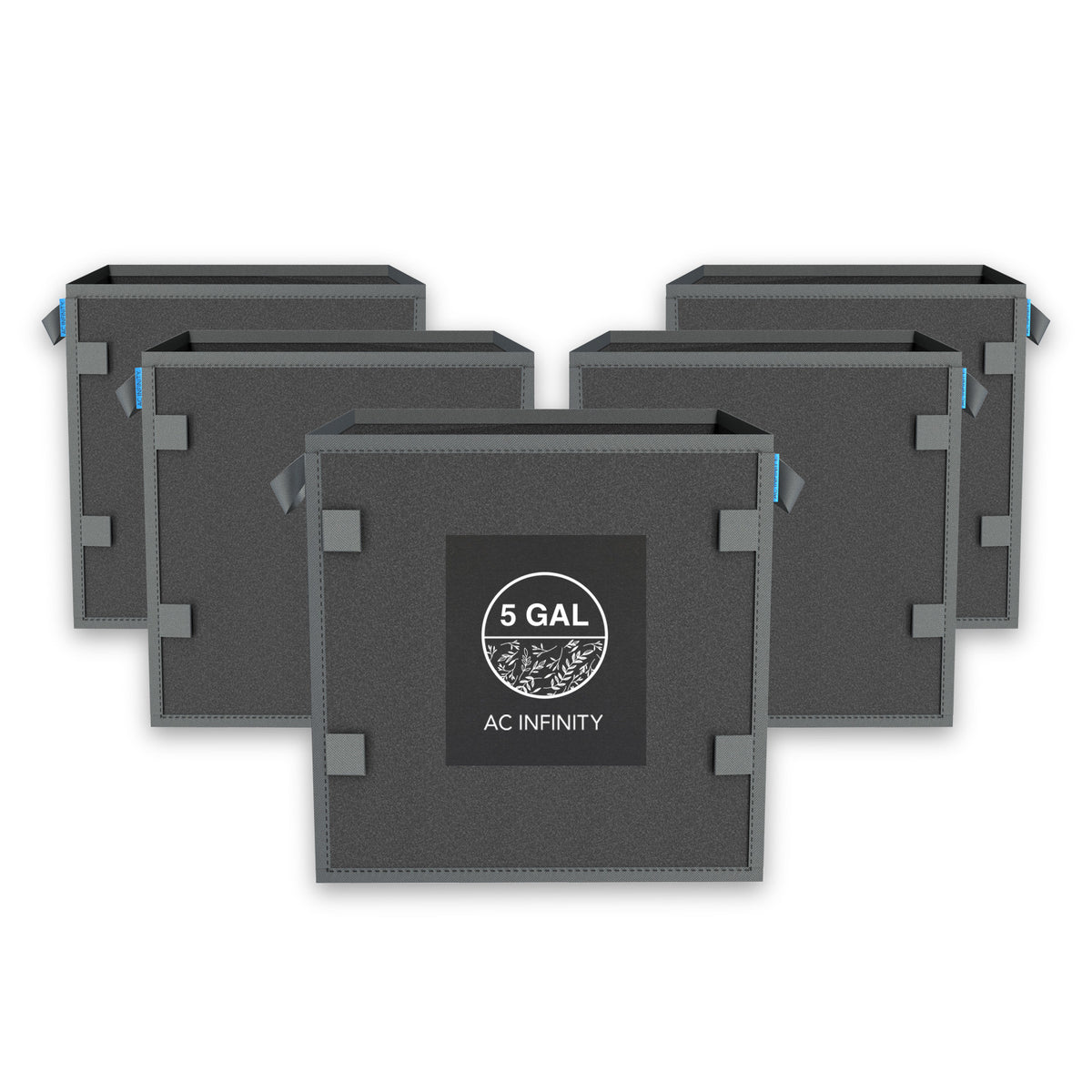 AC Infinity hochbelastbare, quadratische, wiederverwendbare Stofftöpfe, 19 Liter, 5er-Pack