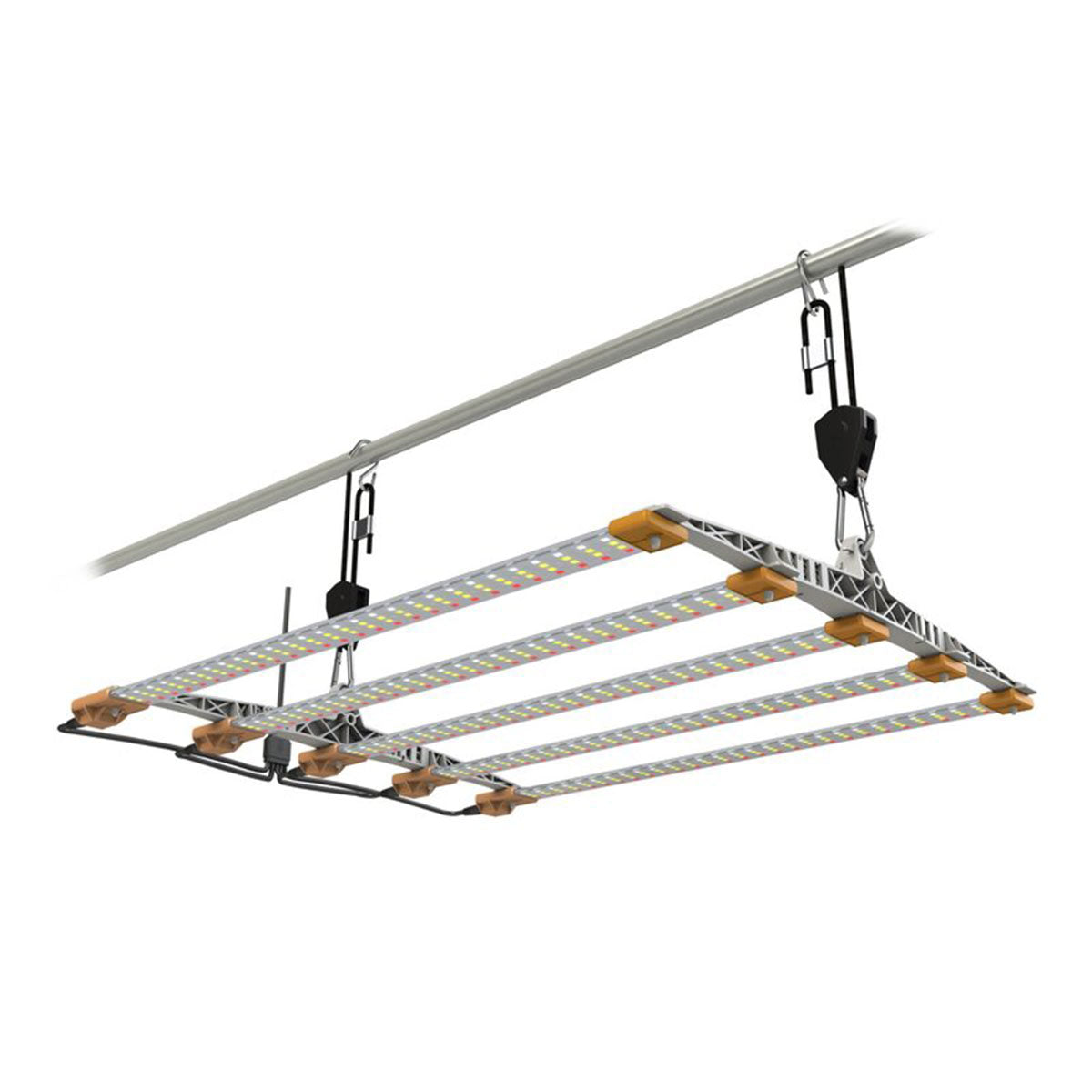 Secret Jardin Cosmorrow Kit mit 100W Full-Spectrum LED-Leuchten, montiert an einem stabilen Gestell, das an einer