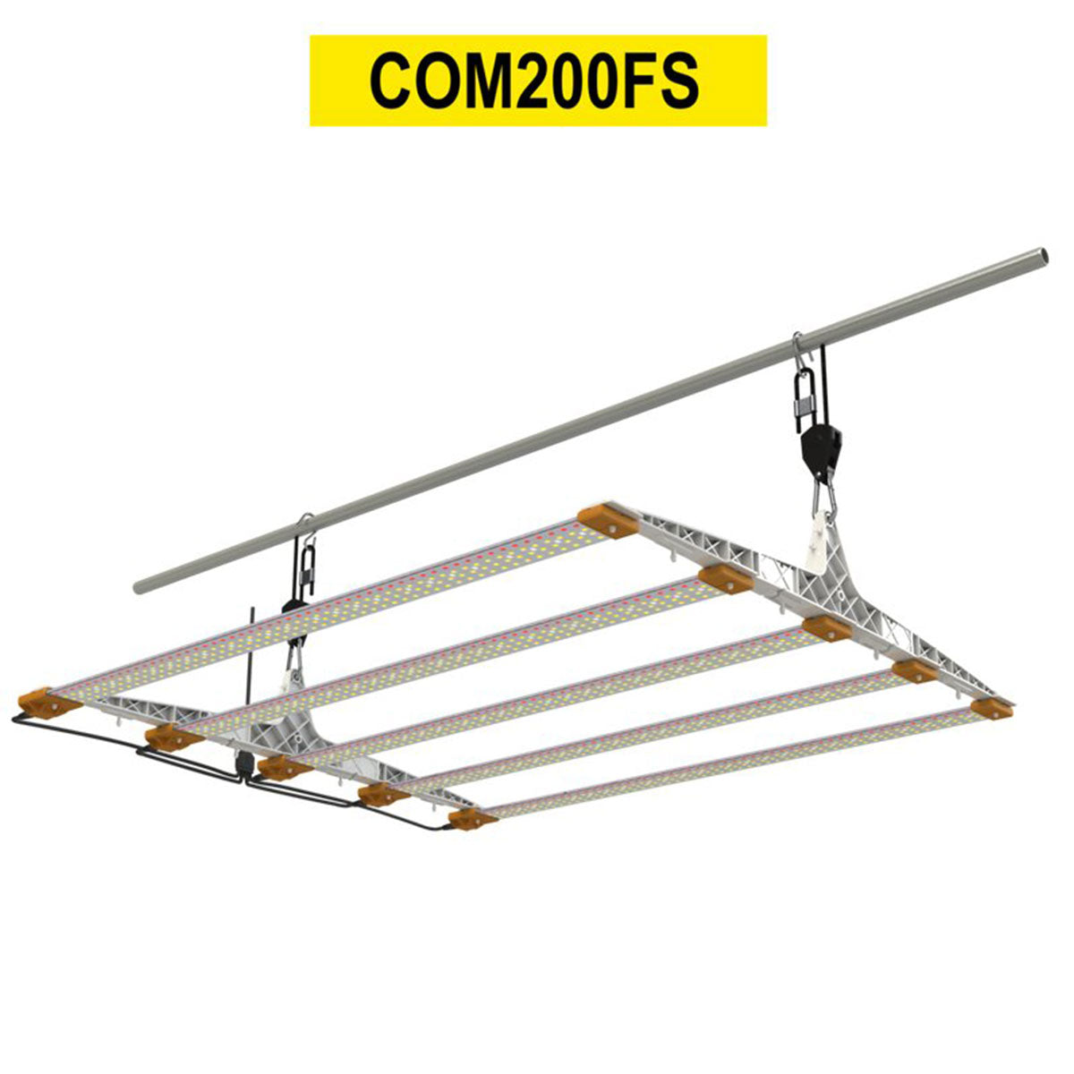 Secret Jardin Cosmorrow Kit 200W Full Spectrum LED-Beleuchtung, aufgehängt und einsatzbereit, ideal für Pflanzenzucht und Growboxen.