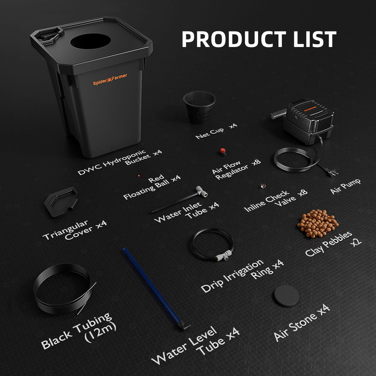 Spider Farmer Tiefwasserkultur DWC Hydroponik-System mit 2 Töpfen