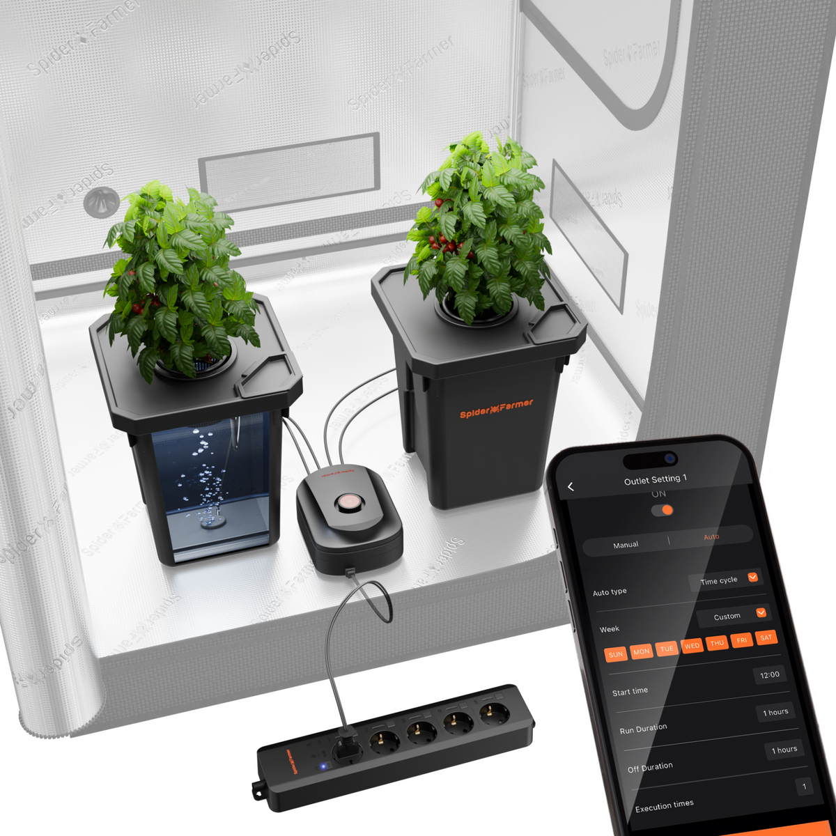 Spider Farmer Tiefwasserkultur DWC Hydroponik-System mit 2 Töpfen