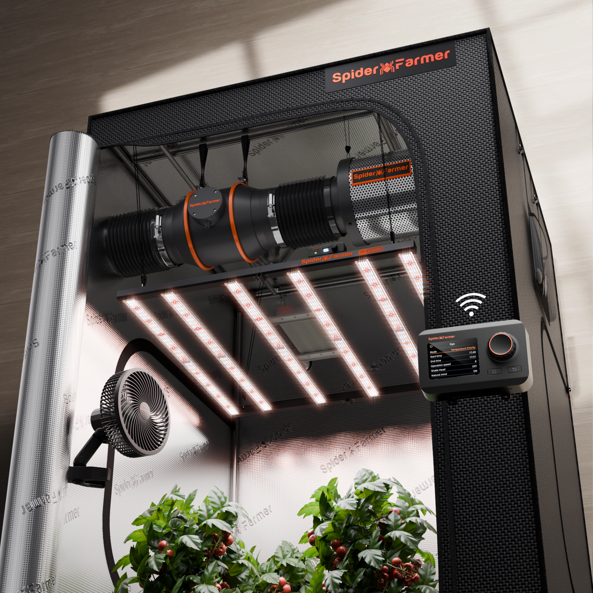 Spider Farmer Komplettset 120x120x200 cm Growbox Kit G5000 LED mit GGS Controller