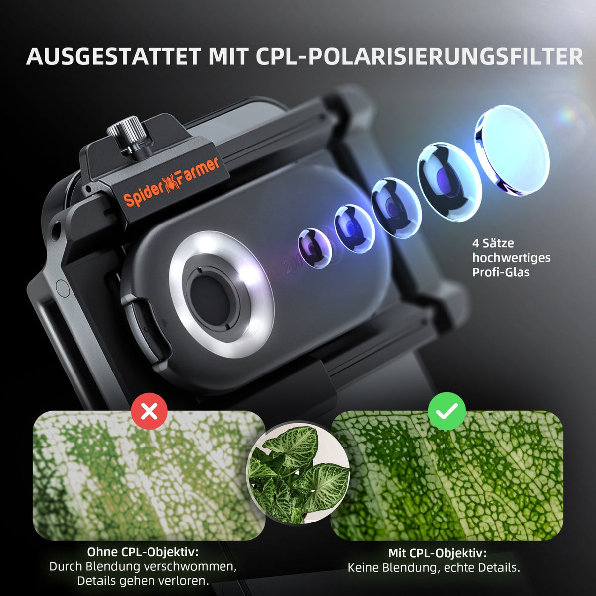 Spider Farmer 200x Mikroskop Lupe für Smartphone
