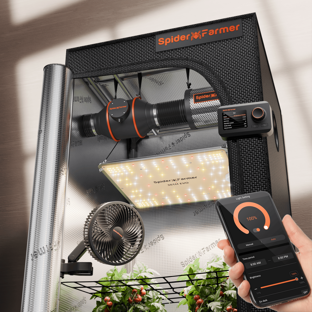 Spider Farmer Komplettset 70x70x160 cm Growbox Kit SF1000 mit GGS-Controller