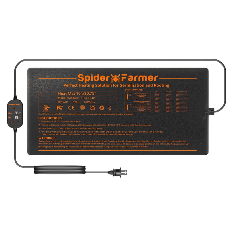 Spider Farmer Heizmatte 52x25 cm mit Thermostat 20W