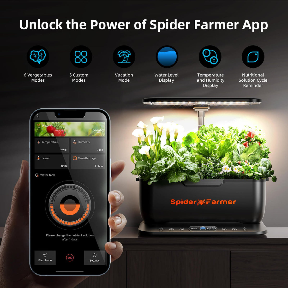 Spider Farmer Smart G12 Hydroponiksystem mit App-Steuerung