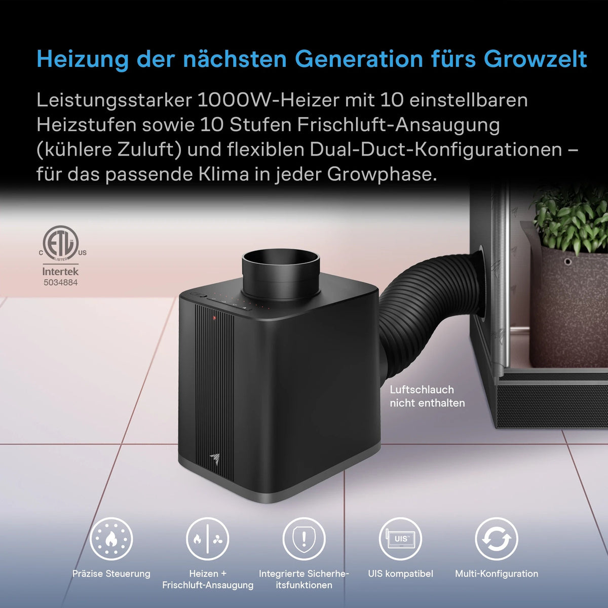 AC Infinity THERMOFORGE S7 1000 W Growzelt Heizung mit 10 Heizstufen und UIS-Steuerung