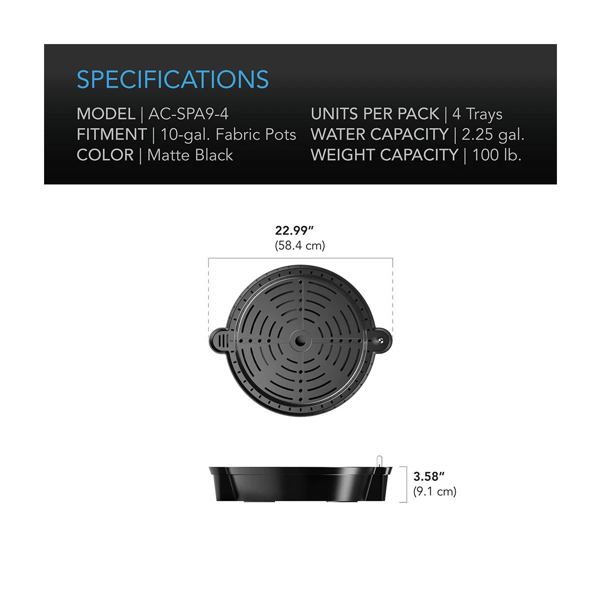Bewässerungsbasis XL zur Selbstbewässerung von Stofftöpfen 4er-Pack