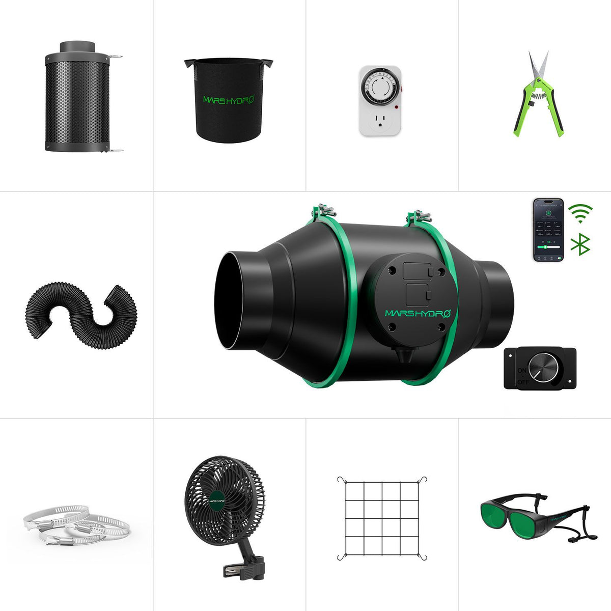 Mars Hydro iFresh 4" Abluft Komplettset 100 mm bis 350 m³/h