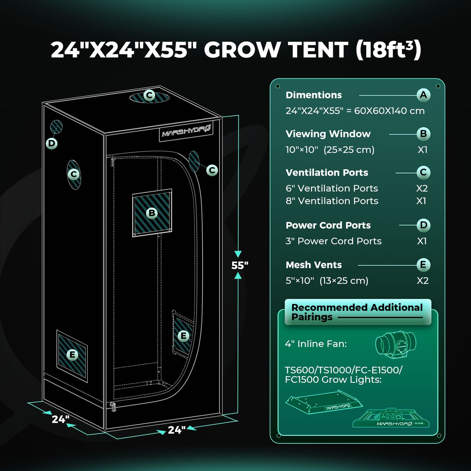 Mars Hydro Growbox 60x60x140 cm