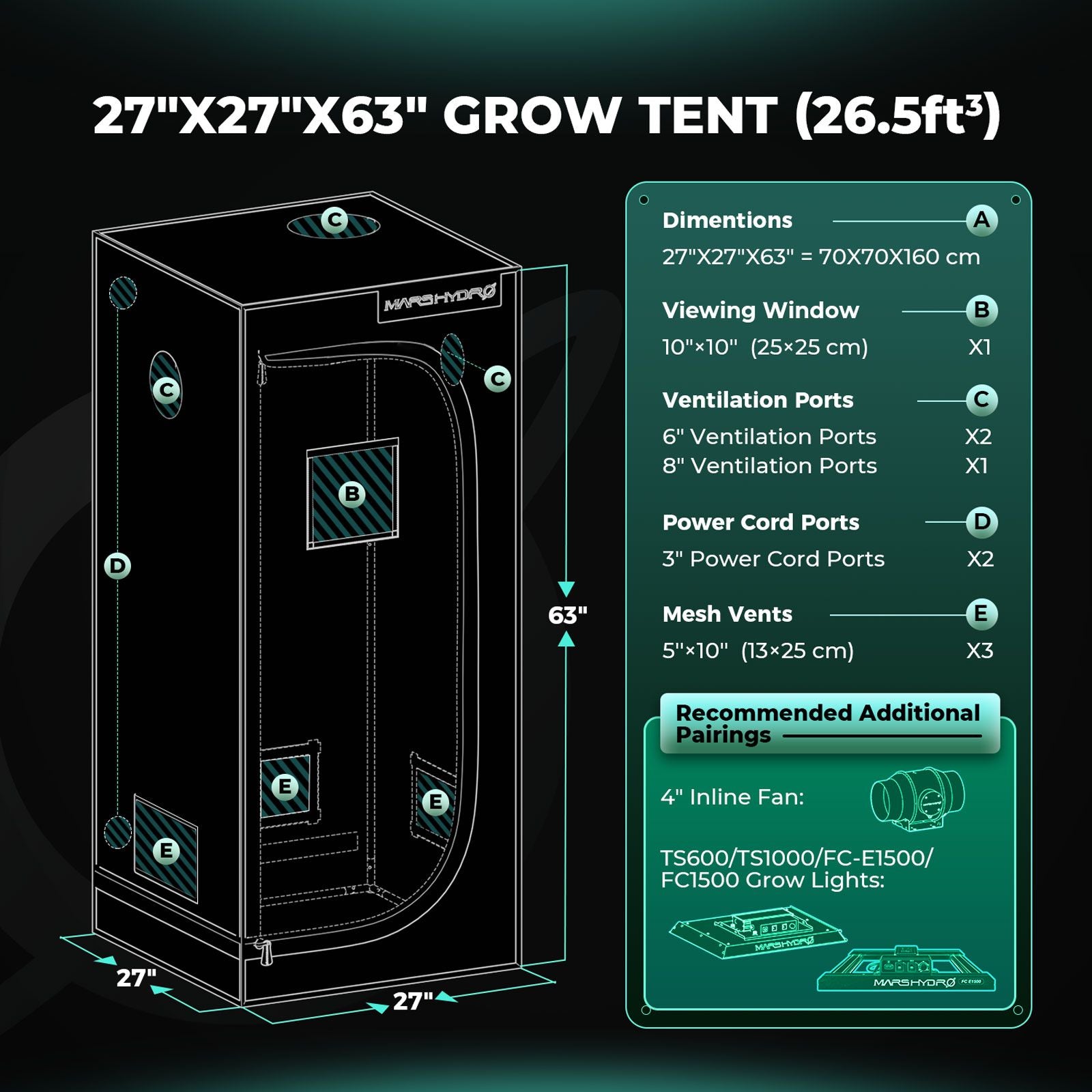 Mars Hydro Growbox 70x70x160 cm