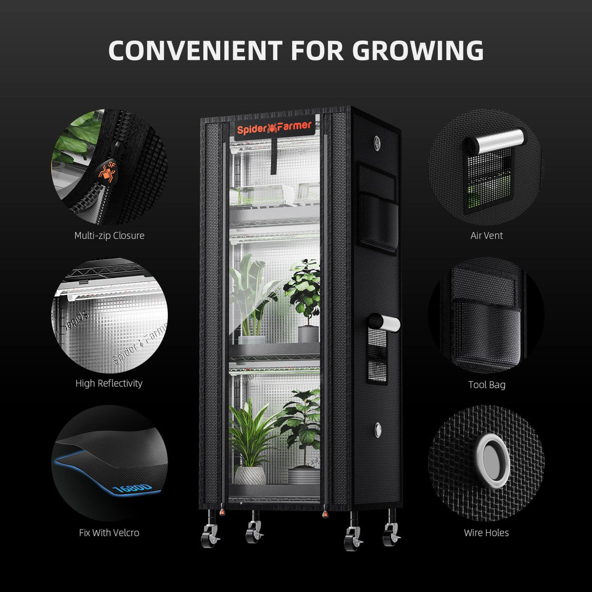 Spider Farmer Anzucht/Stecklinge Komplettset (40x30x120 cm) 54 Watt