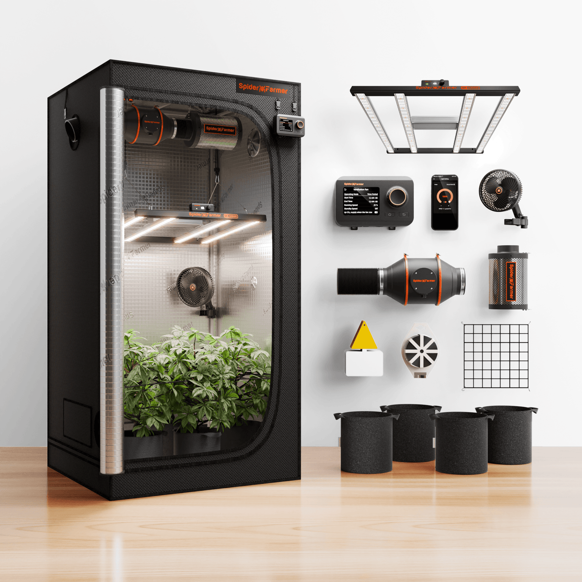 Spider Farmer Komplettset 90x90x180 cm Growbox G3000 LED mit GGS Controller