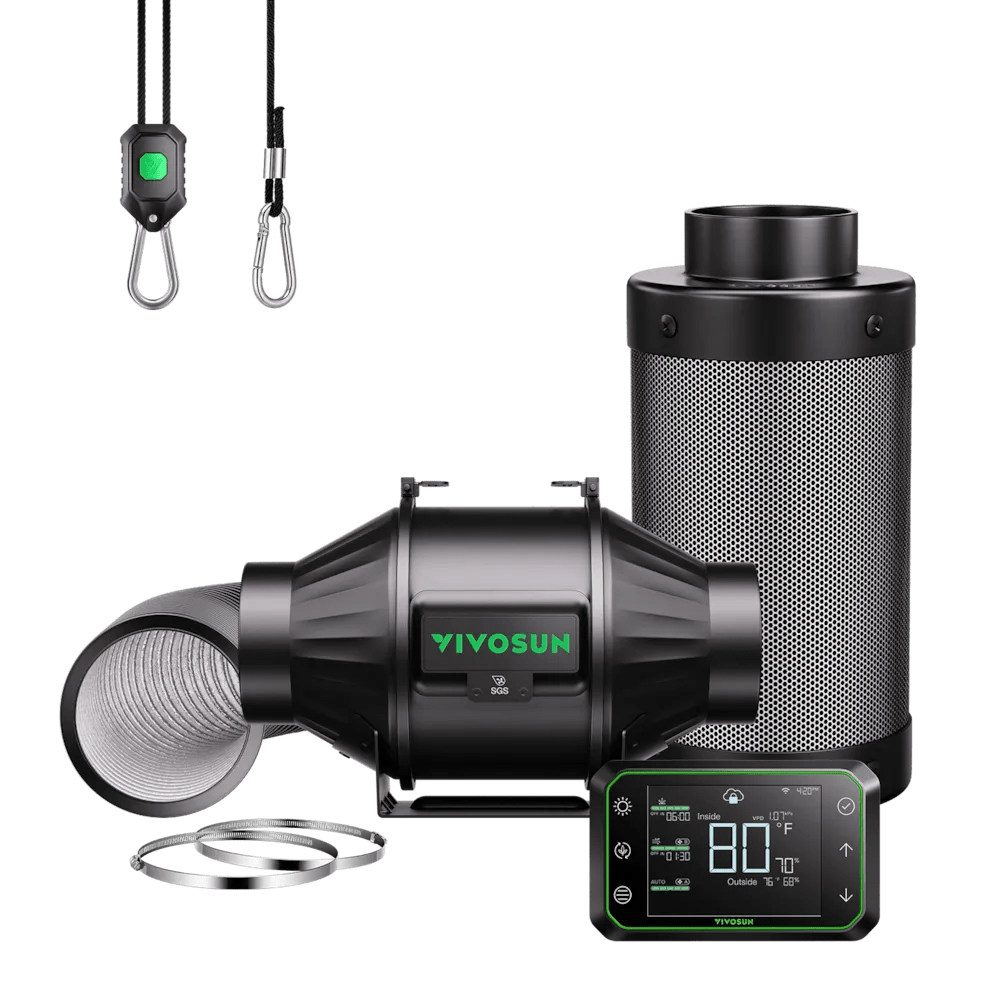 VIVOSUN AeroZesh T4 Smart Luftfiltration Kit Pro 10 cm mit E42A Controller