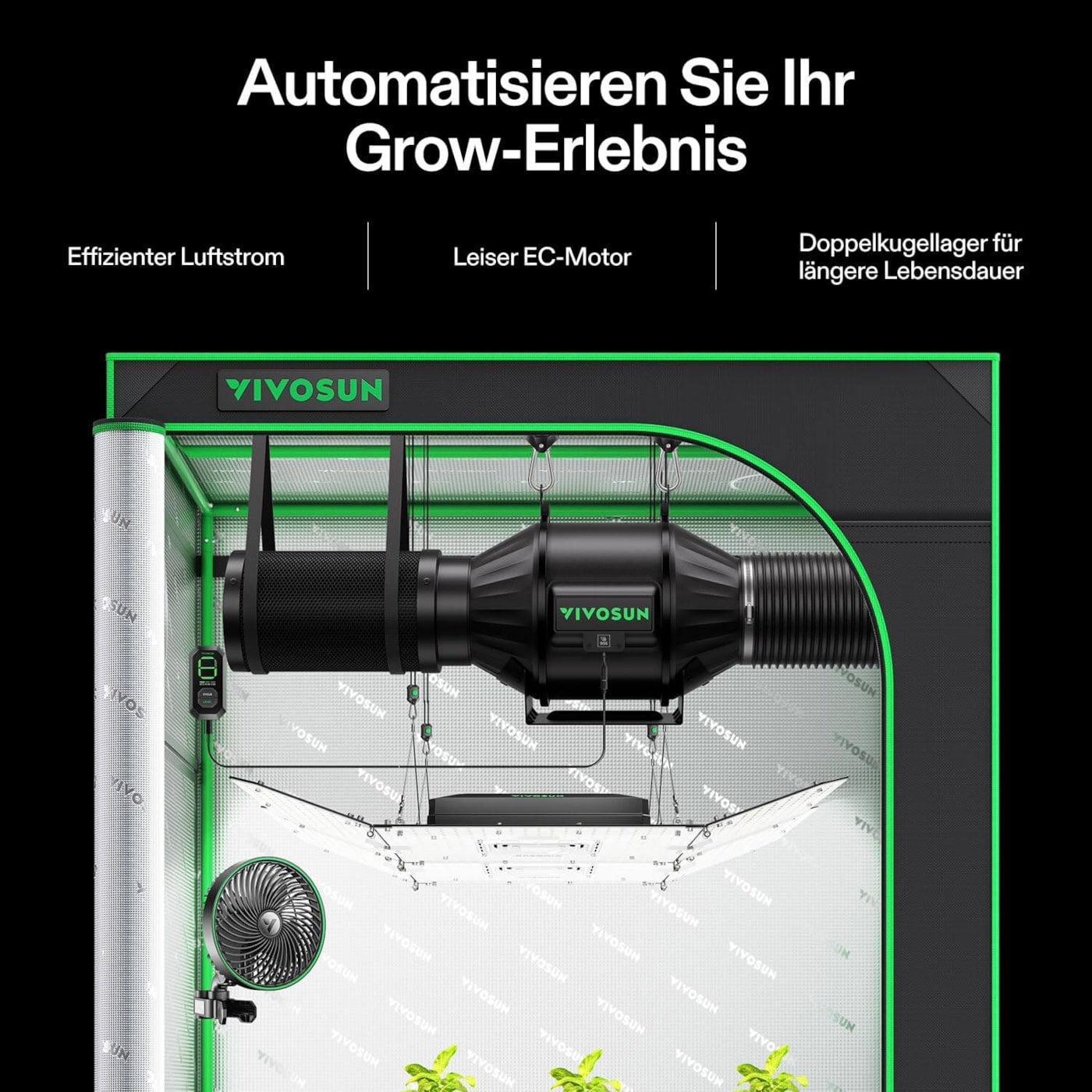 VIVOSUN AeroZesh T4 mit E12-Geschwindigkeitsregler