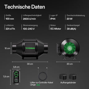 VIVOSUN AeroZesh G4 mit E12-Geschwindigkeitsregler