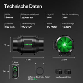 VIVOSUN AeroZesh G6 mit E12-Geschwindigkeitsregler