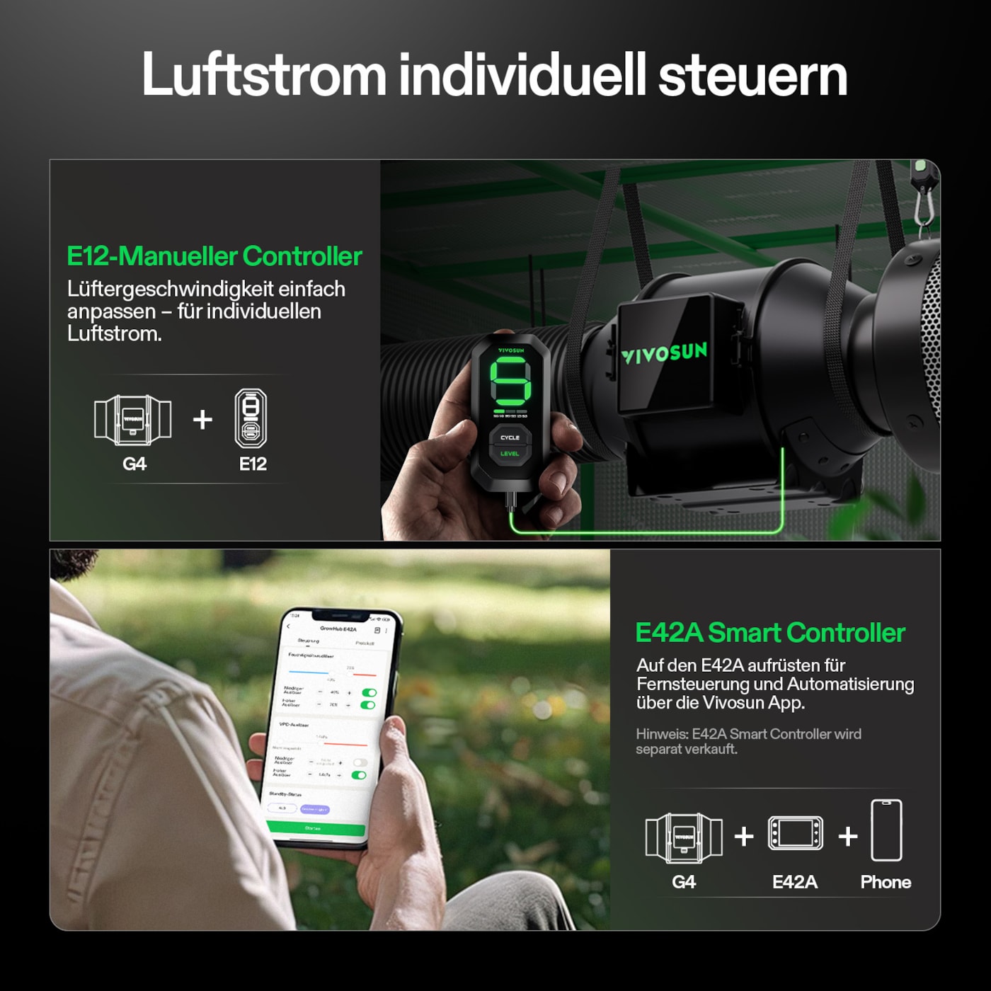 VIVOSUN AeroZesh G4 mit E12-Geschwindigkeitsregler