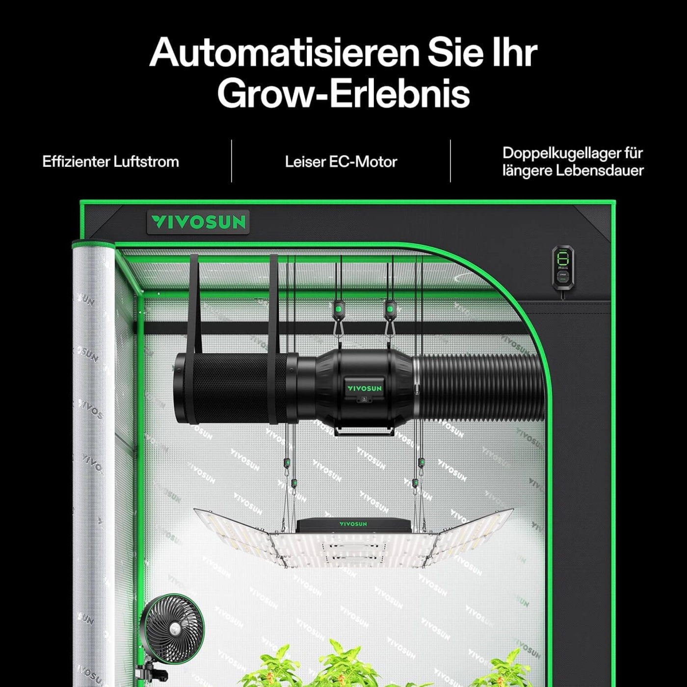 VIVOSUN AeroZesh T6 mit E12-Geschwindigkeitsregler