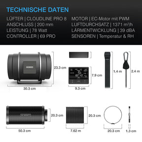 AC-Infinity-200-mm-Luftfilter-Set-PRO-mit-inline-ventilator-und-smart-controller-und-aktivkohlefilter-technische-daten-und-lieferumfang