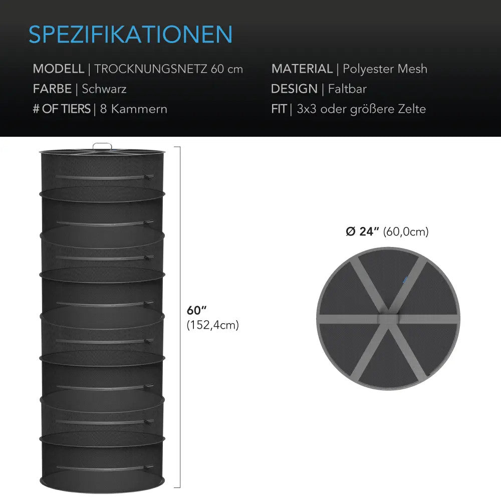AC Infinity hängendes Trockengestell, 60 cm Durchmesser, acht Ebenen