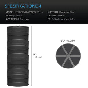 AC Infinity hängendes Trockengestell, 60 cm Durchmesser, acht Ebenen