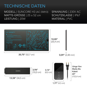 AC Infinity SUNCORE H3, Heizmatte für Keimlinge mit Digitalanzeige-Controller, 25,4 cm x 52,7 cm