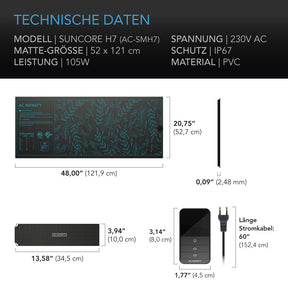 AC Infinity SUNCORE H7, Heizmatte für Keimlinge mit Digitalanzeige-Controller, 52,7 cm x 121,9 cm
