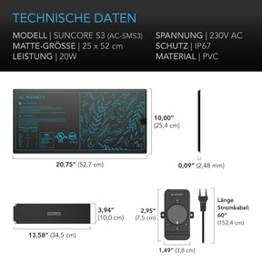 AC Infinity SUNCORE S3, wasserfeste Heizmatte für Keimlinge mit Heizungs-Controller, 25,4 cm x 52,7 cm