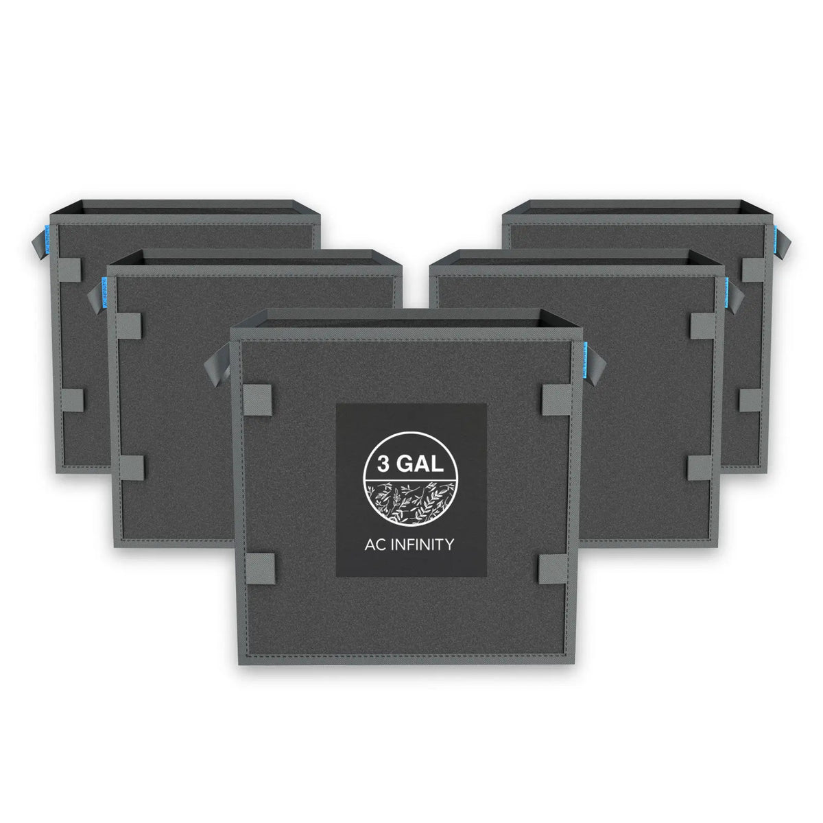 AC Infinity hochbelastbare, quadratische, wiederverwendbare Stofftöpfe, 11 Liter, 5er-Pack
