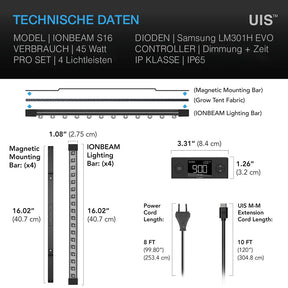 AC-Infinity-IONBEAM-S16-Vollspektrum-LED-Leiste-Samsung-LM301H-EVO-40-cm-technische-Daten