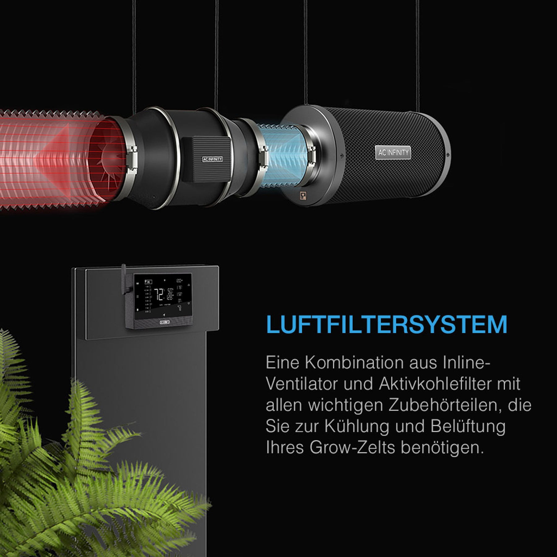 AC Infinity Luftfilter-Set AI 100 mm mit Controller AI+