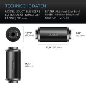 AC Infinity Rohrschalldämpfer, 200mm