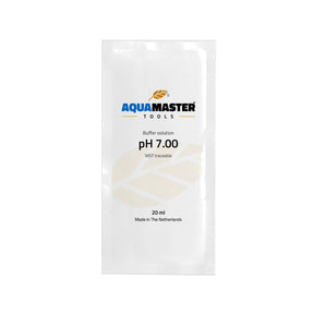 AQUAMASTER TOOLS pH 7,00 Kalibrierlösung im 20-ml-Beutel, Vorderseite mit Produktname und NIST-Referenz zur Kalibrierung von pH-Messgeräten, hergestellt in den Niederlanden.