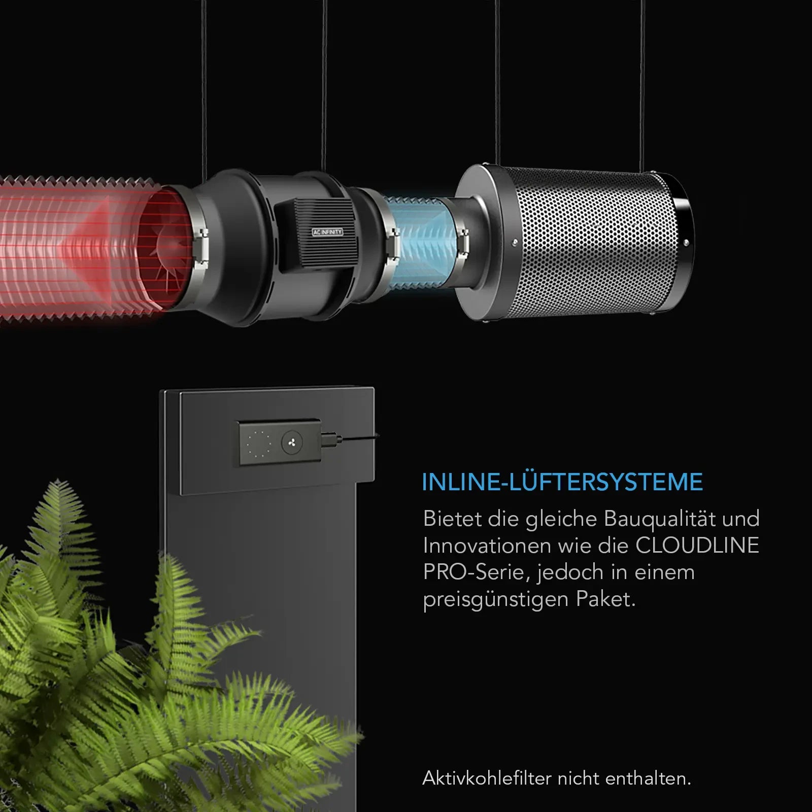 CLOUDLINE A4, Inline-Rohrventilator, 100 mm, Drehzahlregler