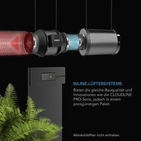 CLOUDLINE A4, Inline-Rohrventilator, 100 mm, Drehzahlregler