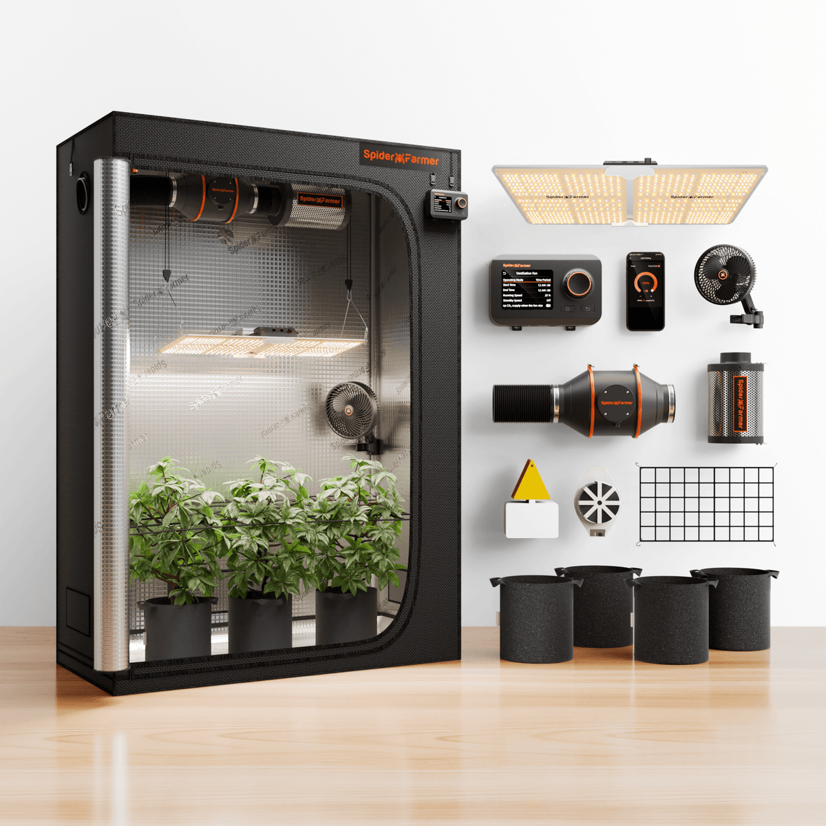 Spider Farmer Komplettset 120x60x180 cm Growbox Kit SF2000 mit GGS Controller