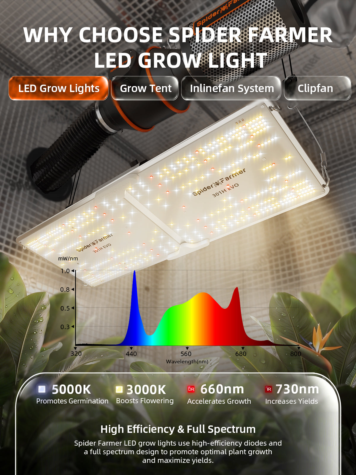 Spider Farmer Komplettset 120x60x180 cm Growbox Kit SF2000 EVO mit GGS Controller