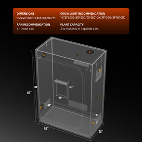 Spider Farmer Growbox 140x70x200 cm Indoor Growzelt