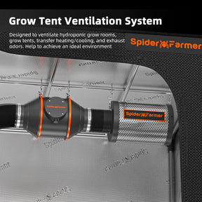 Spider Farmer Abluftset 100 mm EC-Lüfter mit Geschwindigkeitsregler– 350 m³/h