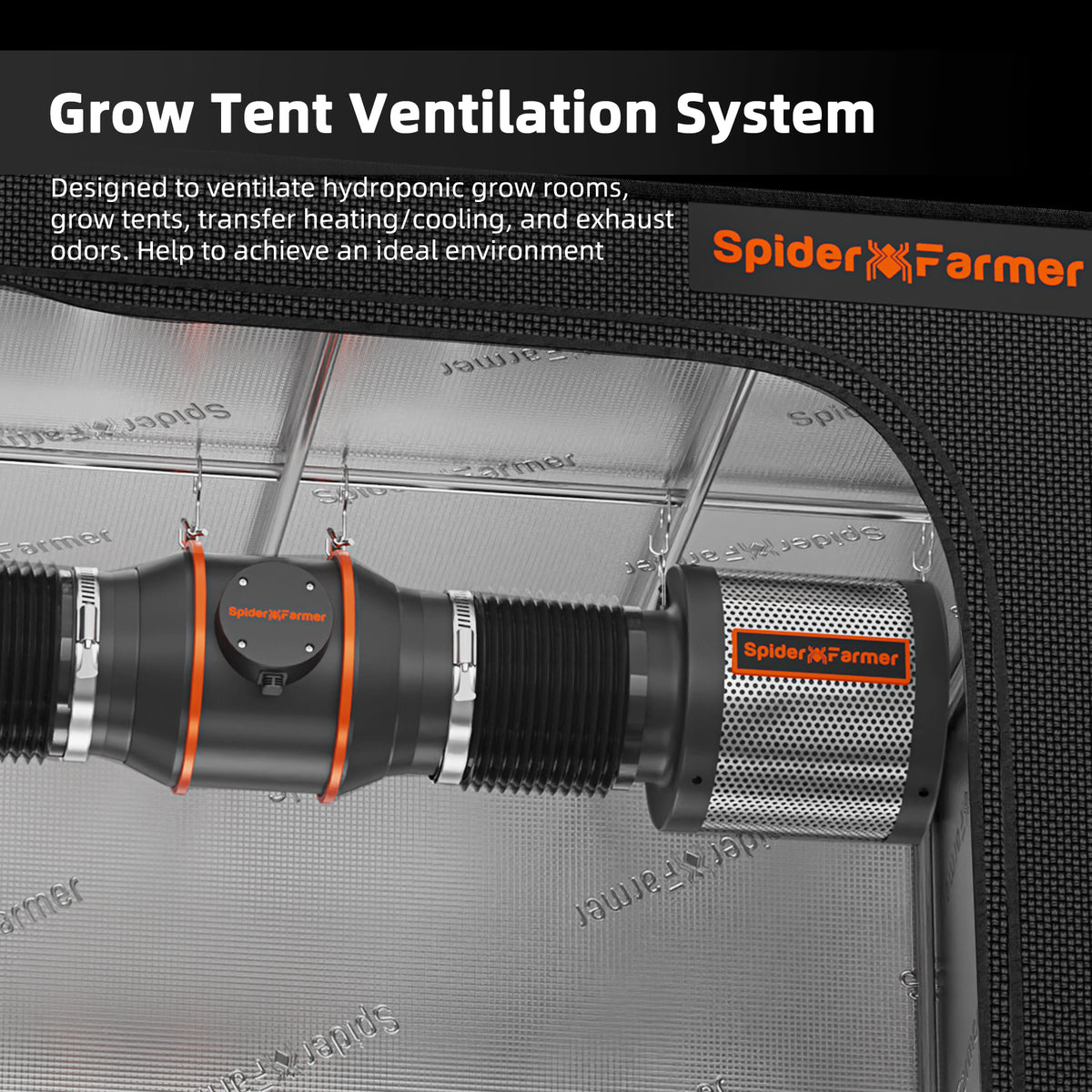 Spider Farmer Abluftset 150 mm EC-Lüfter mit Geschwindigkeitsregler– 686 m³/h