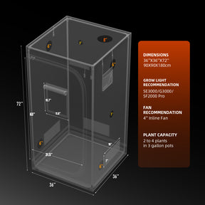 Spider Farmer Growbox 90x90x180 cm Indoor Growzelt