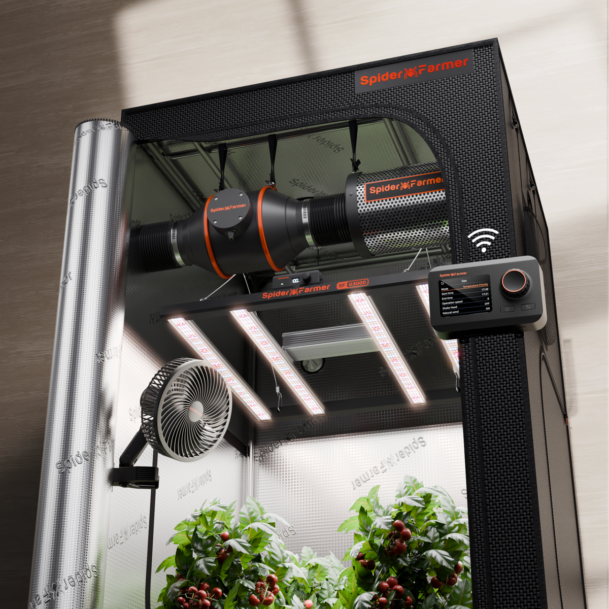 Spider Farmer Komplettset 90x90x180 cm Growbox Kit G3000 mit GGS Controller