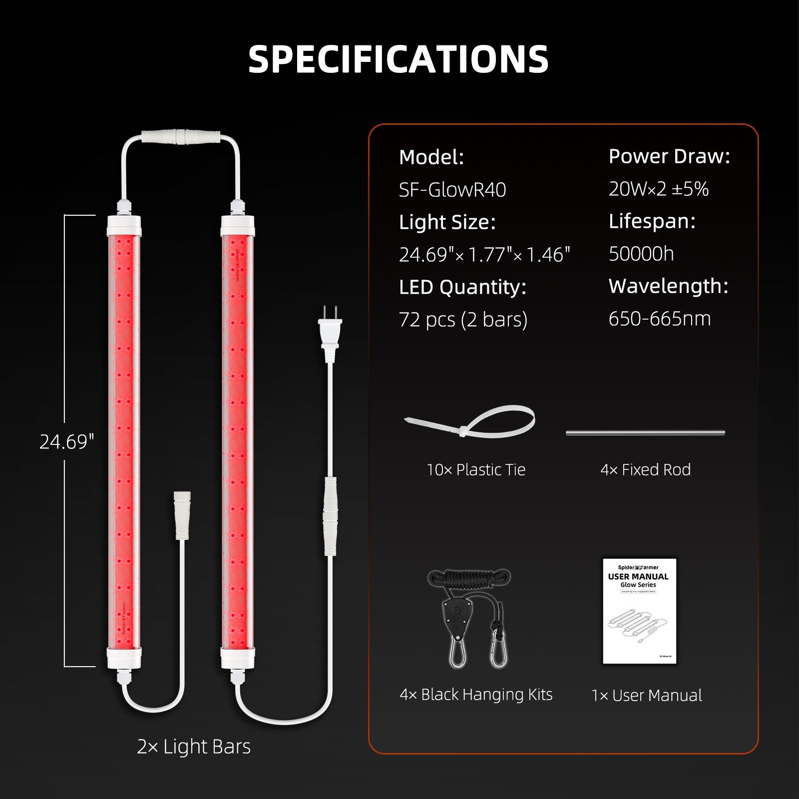 Spider Farmer GlowR40 Deep Red LED Zusatzbeleuchtung