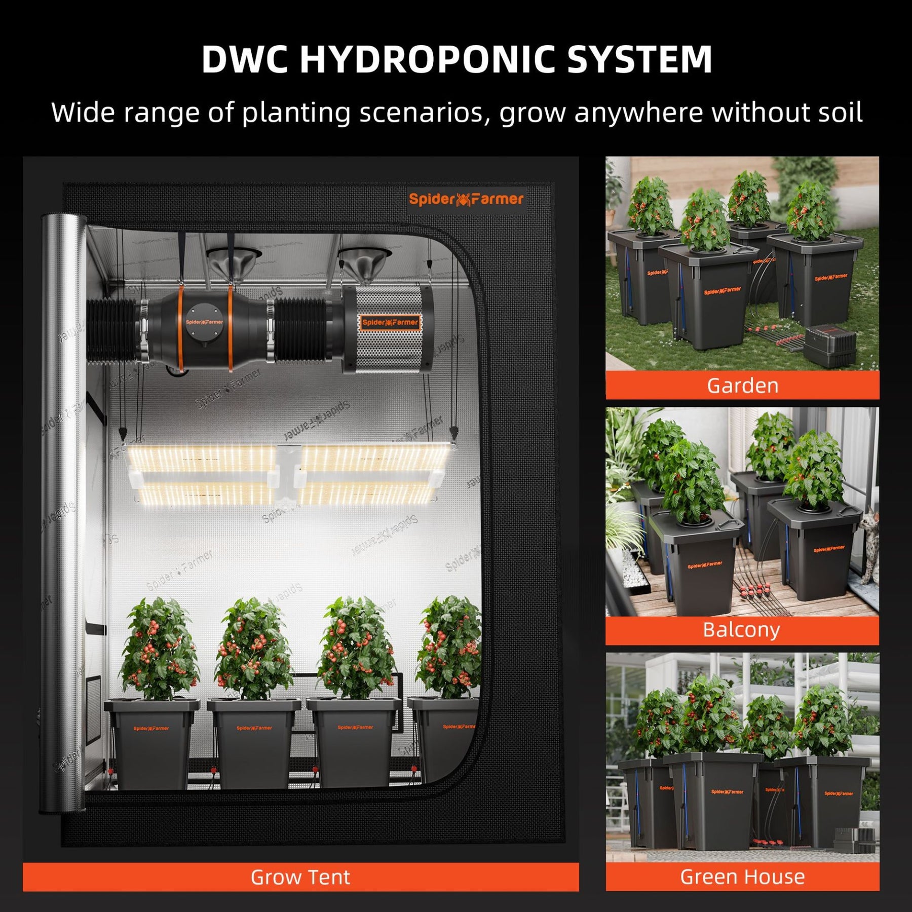 Spider Farmer Tiefwasserkultur DWC Hydroponik-System mit 2 Töpfen