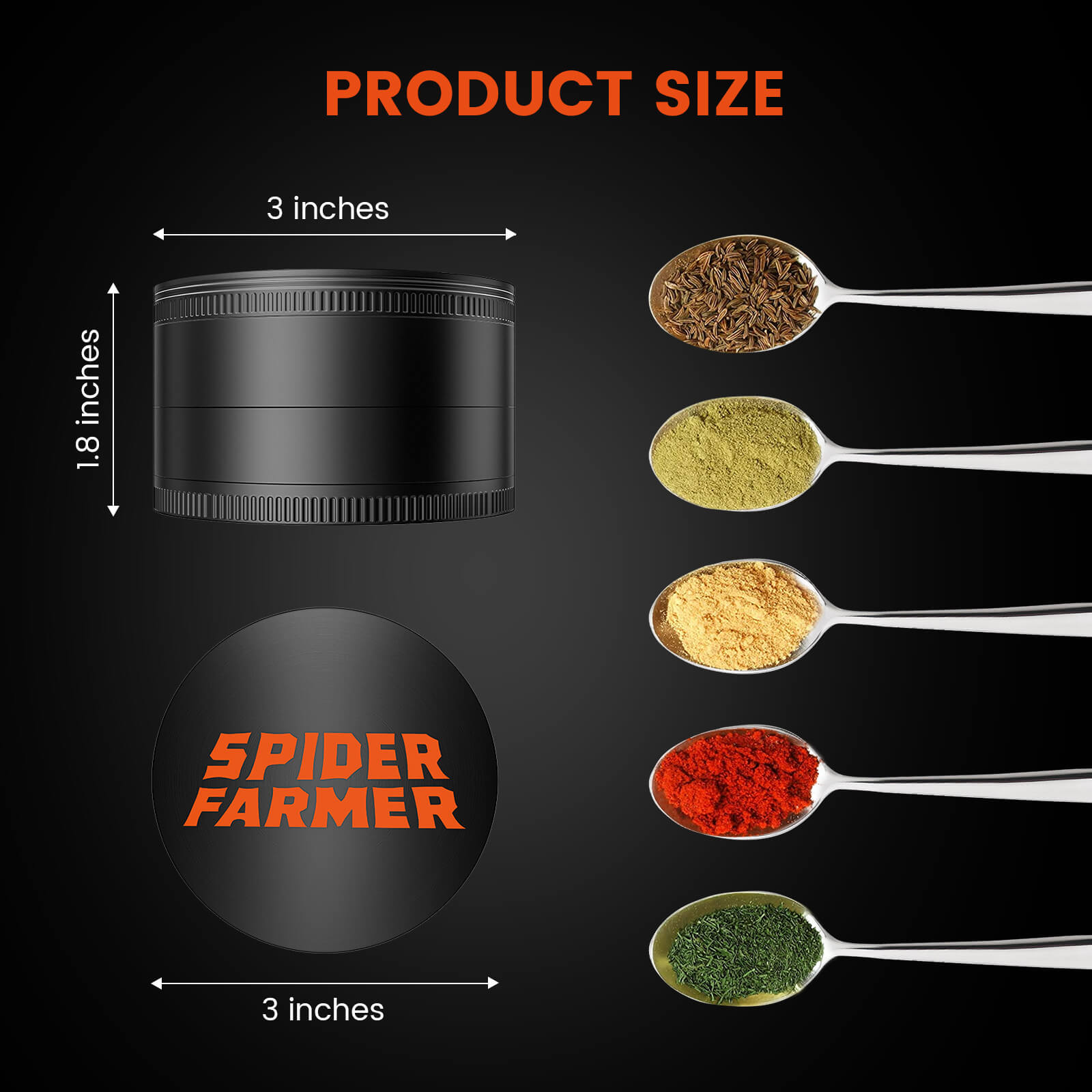 Spider Farmer Alu-Grinder 4-teilig Ø 59 mm