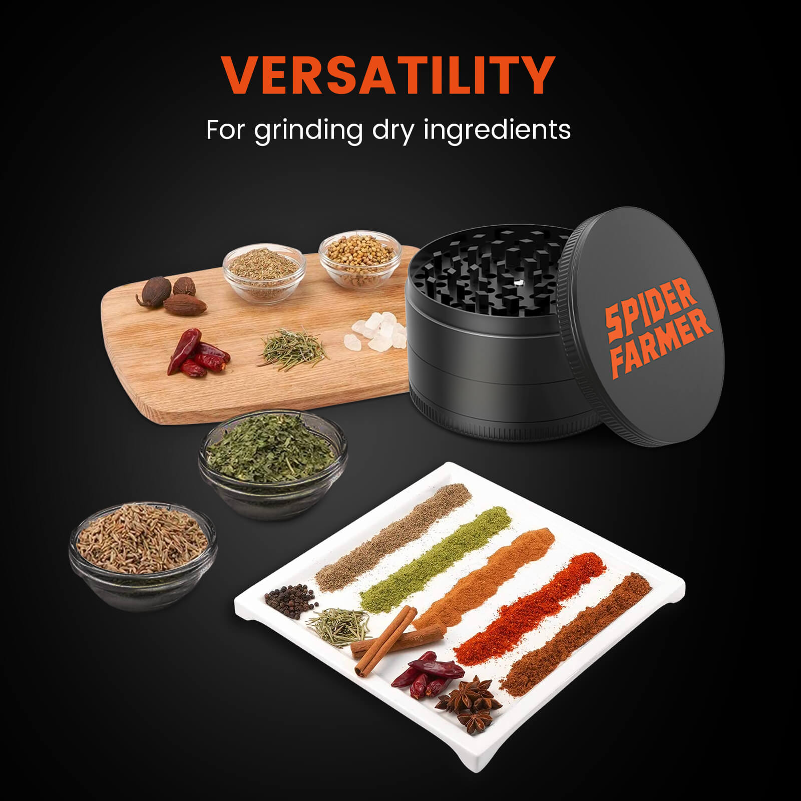 Spider Farmer Alu-Grinder 4-teilig Ø 59 mm