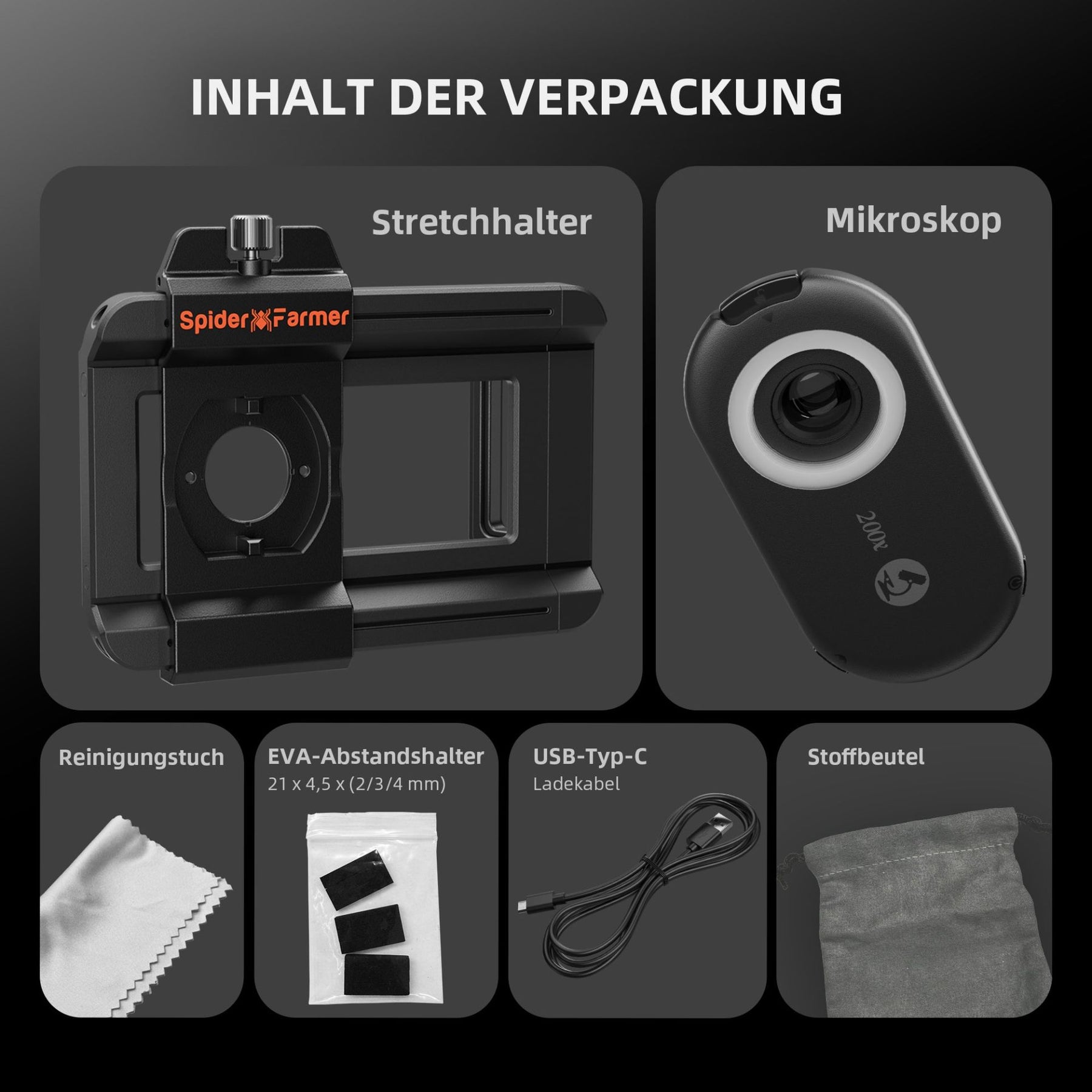 Spider Farmer 200x Mikroskop Lupe für Smartphone
