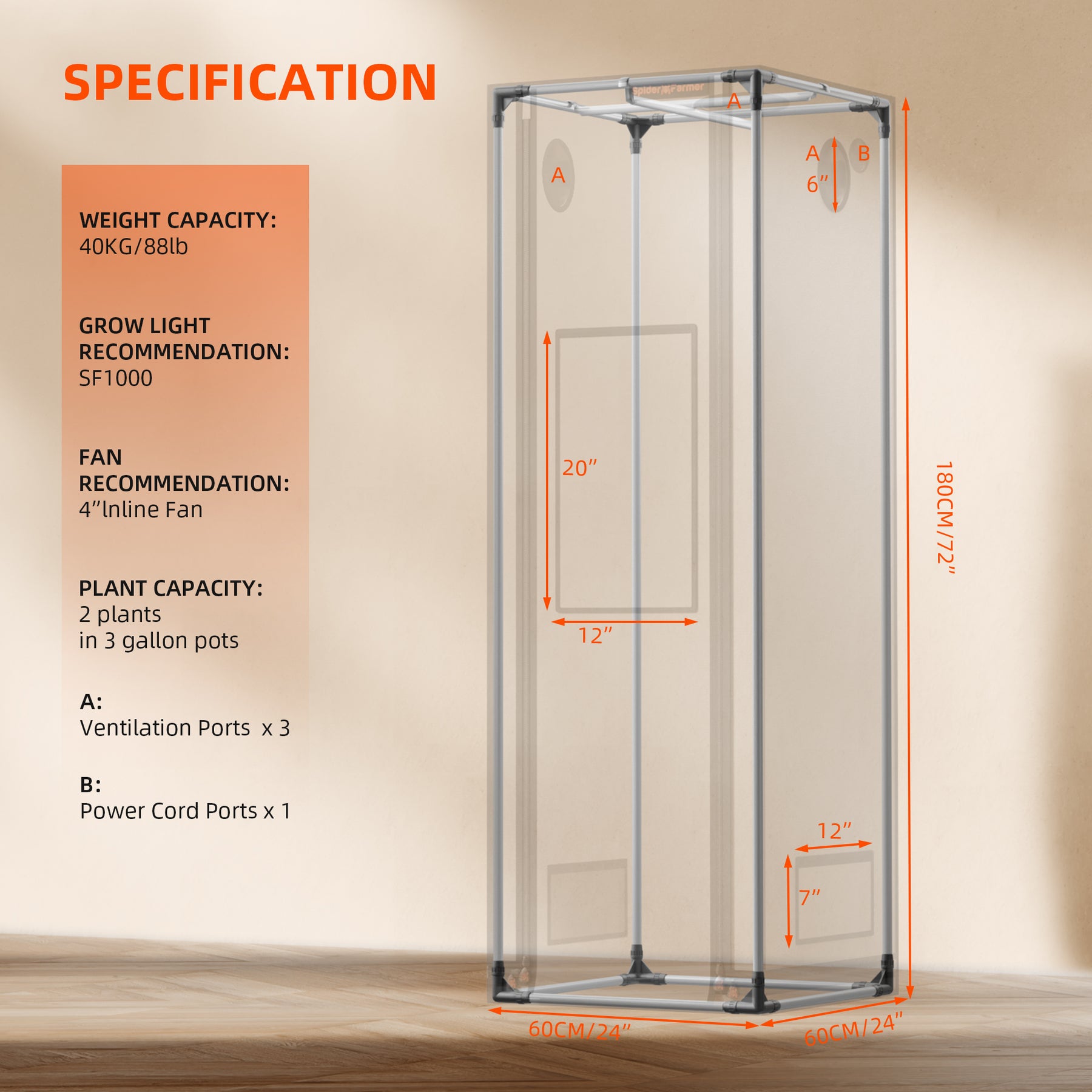 Spider Farmer Growbox Pro 60x60x180 cm